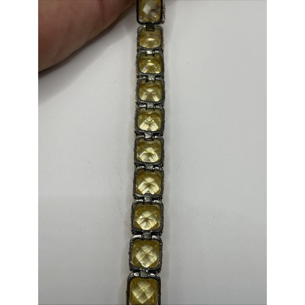 Park Lane Signature Bracelet 7.5” Gold Silver Two Tone CZ Golden Topaz NOTE WEAR - Picture 13 of 16